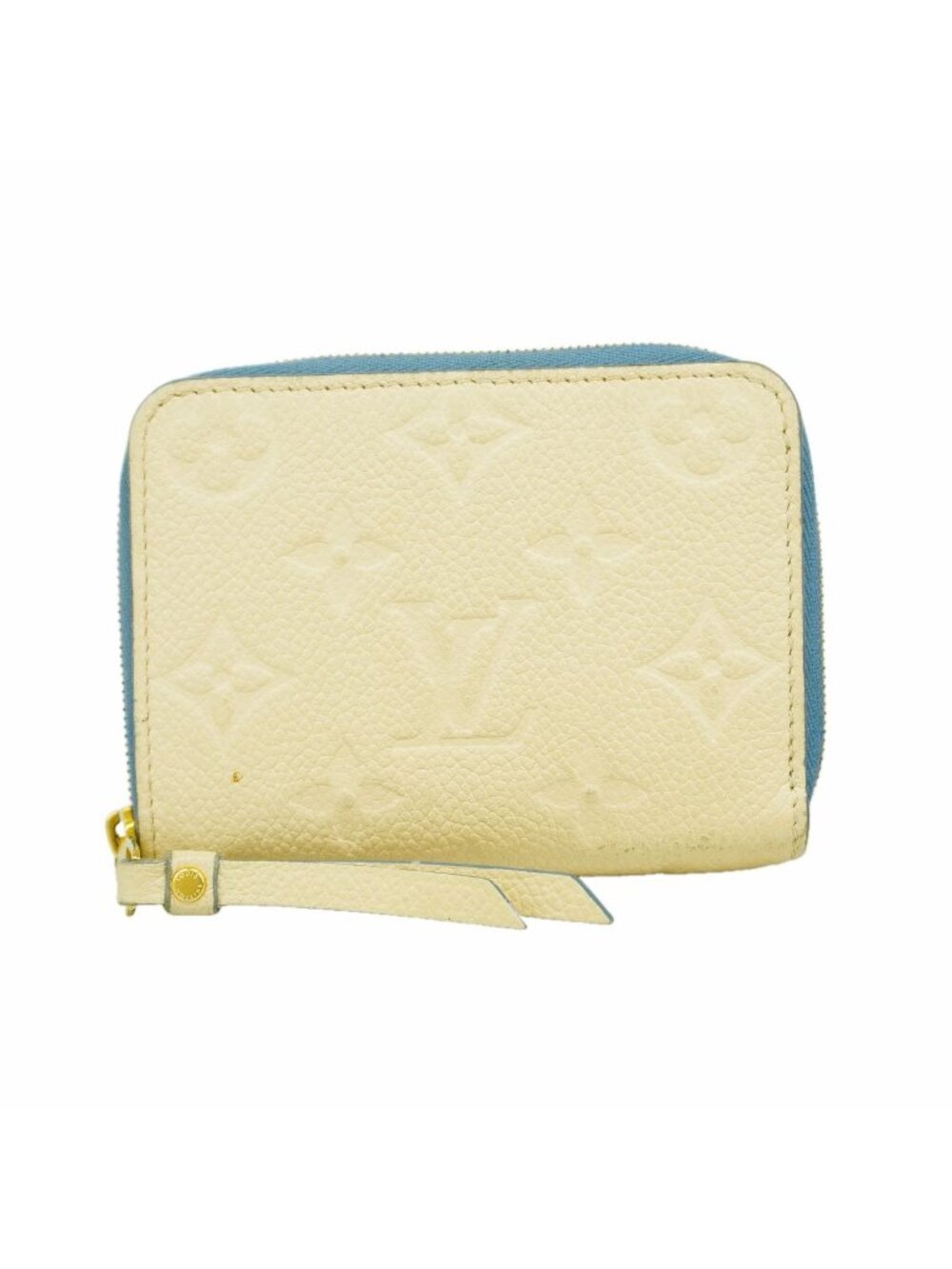 Louis Vuitton Coin Case Monogram Empreinte Zippy Purse Cream Blue Jean